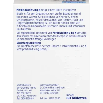 Mivolis Biotin 5 mg N dosage and product information