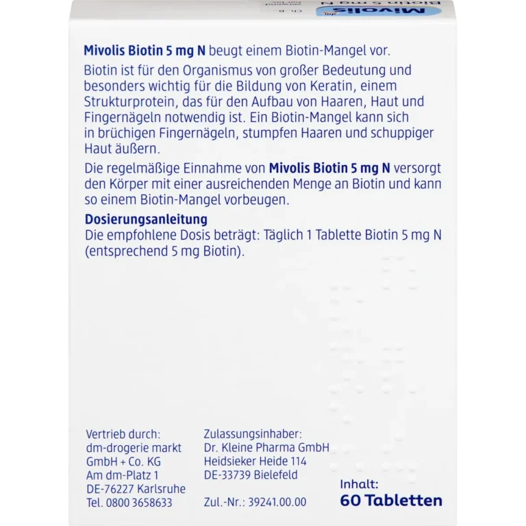 Mivolis Biotin 5 mg N dosage and product information