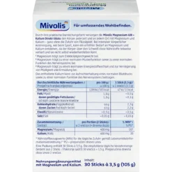 Mivolis Magnesium 400 + Potassium Direct Sticks back with product information