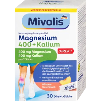 Mivolis Magnesium 400 + Potassium Direct Sticks, 30 Sticks Mivolis Magnesium 400 + Potassium Direct Sticks, 30 sticks
