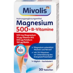 Mivolis Magnesium 500 + B Vitamins 2-Phase Depot Tablets, 30 tablets