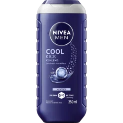 NIVEA MEN Cool Kick Shower Gel 250 ml with cooling menthol for body, face and hair
