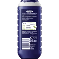 Back of NIVEA MEN Cool Kick Shower Gel 250 ml showing ingredients and product information