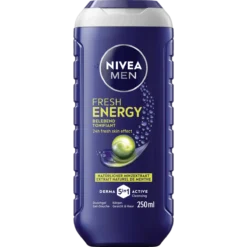NIVEA MEN Fresh Energy 5-in-1 Shower Gel 250 ml with natural mint for body, face and hair