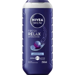 NIVEA MEN Fresh Relax 5-in-1 Shower Gel 250 ml with lavender oil for body, face and hair