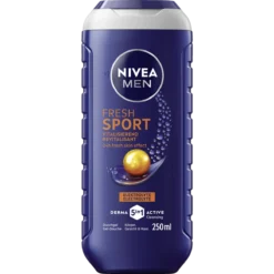NIVEA MEN Fresh Sport 5-in-1 Shower Gel 250 ml with electrolytes for body, face and hair