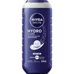 NIVEA MEN Hydro Care 5-in-1 Shower Gel 250 ml with aloe vera for moisturizing body, face and hair cleansing