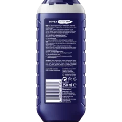 Back of NIVEA MEN Hydro Care 5-in-1 Shower Gel 250 ml showing ingredients and product information