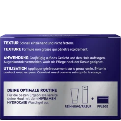 NIVEA MEN HydroCare Intensive Moisturizing Face Cream, 50 ml NIVEA MEN HydroCare Intensive Face Cream | 48H Moisture 50 ml - Packing Back Side