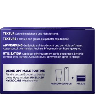 NIVEA MEN HydroCare Intensive Face Cream | 48H Moisture 50 ml - Packing Back Side