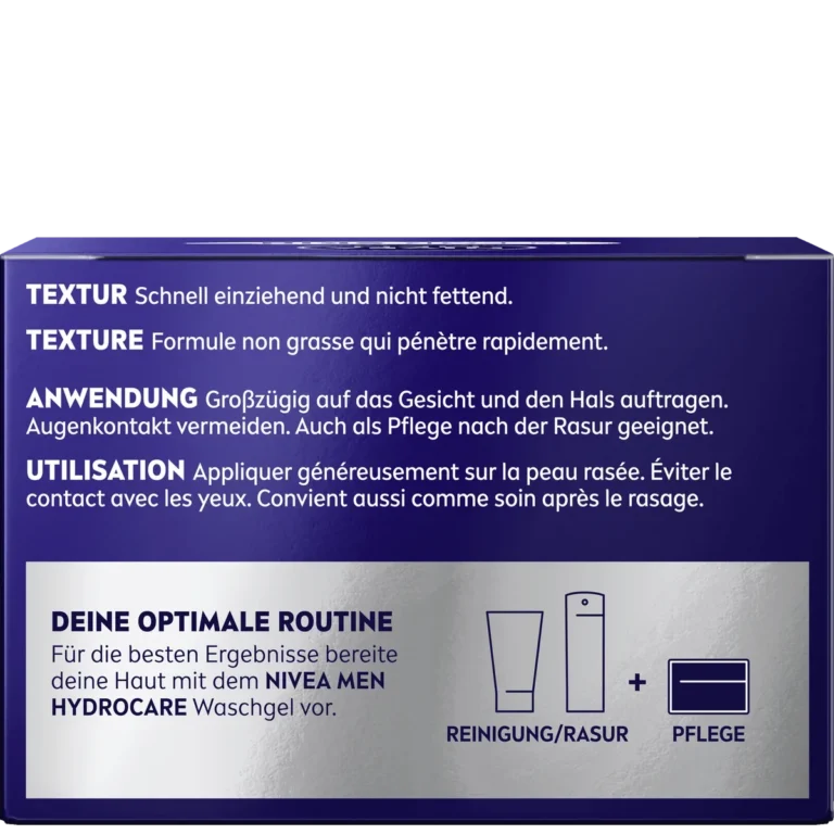 NIVEA MEN HydroCare Intensive Face Cream | 48H Moisture 50 ml - Packing Back Side