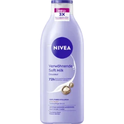 NIVEA Pampering Soft Body Milk 400 ml with hyaluronic acid and shea butter for dry skin