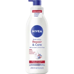 NIVEA Repair & Care Body Lotion 250 ml with glycerin, panthenol and niacinamide for very dry skin