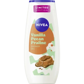 NIVEA Vanilla Pecan Praline Shower Gel, 250 ml NIVEA Vanilla Pecan Praline Shower Gel 250 ml with roasted pecan, chocolate and vanilla fragrance