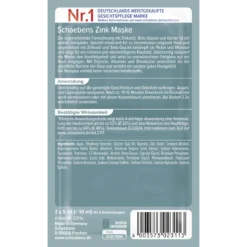 Back of Schaebens Zinc Face Mask 2 x 5 ml showing ingredients and product information