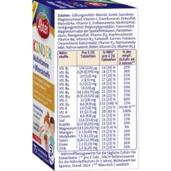 Abtei Kids Multivitamins & Minerals back packaging with nutrient information and age-specific directions