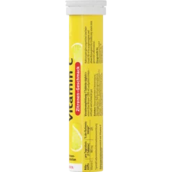 Back of altapharma Vitamin C effervescent tablets tube with ingredients, nutritional information and directions