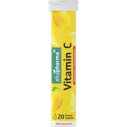 altapharma Vitamin C lemon-flavored effervescent tablets, 20-count tube, for daily vitamin C supplementation
