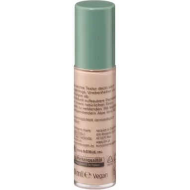 Back of alverde 12h Perfect Me Concealer 50, 10 ml, showing packaging and product information