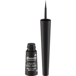 alverde Liquid Eyeliner 10 Black 2.5 ml front packaging, vegan matte black eye makeup
