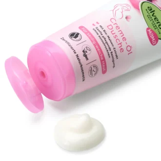 alverde Mama moisturizing shower cream with organic mallow extract and nourishing plant oils