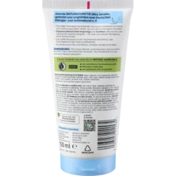 Alverde Ultra Sensitive Cleansing Gel, 150 ml Back of alverde Ultra Sensitive Cleansing Gel 150 ml tube with ingredients and directions