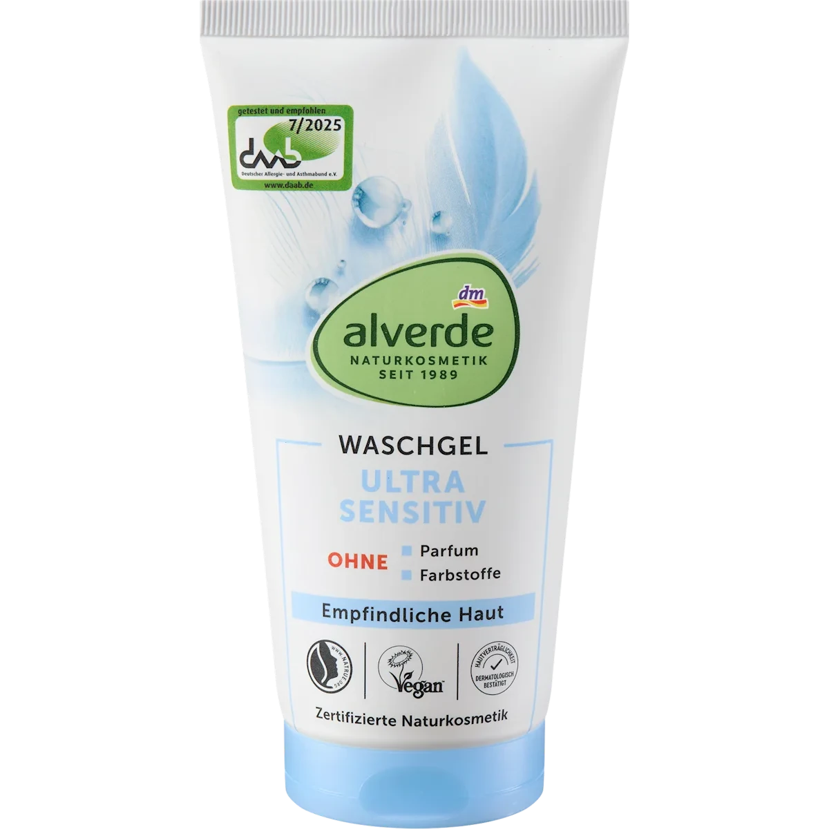 Alverde Ultra Sensitive Cleansing Gel, 150 ml Front of alverde Ultra Sensitive Cleansing Gel 150 ml tube