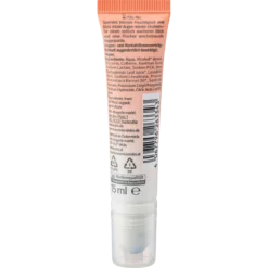 Back packaging of alverde Under Eye Caffeine Shot Serum showing ingredients and application instructions