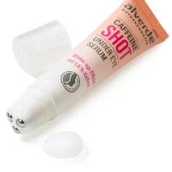 Cooling metal applicator of alverde Under Eye Caffeine Shot Serum for refreshing under-eye care