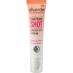 alverde Under Eye Caffeine Shot Serum 15 ml front packaging with 1.5% caffeine