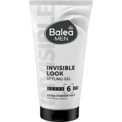 Balea MEN Invisible Look Hair Gel 150 ml front packaging with extra strong hold and invisible styling finish