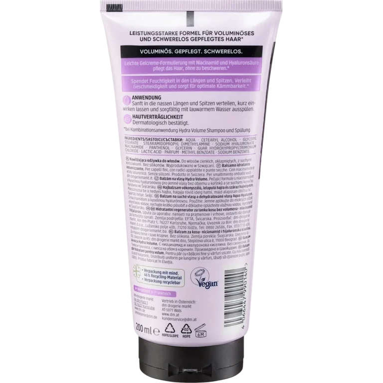 Balea Professional Hydra Volume Conditioner, 200 ml Balea Professional Hydra Volume Conditioner 200 ml ingredients and directions for fine hair and dry ends
