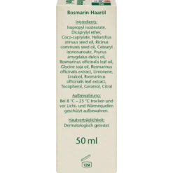 Back of Doppelherz pure Rosemary Hair Oil 50 ml packaging