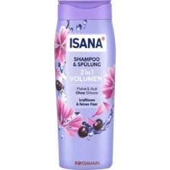Front of ISANA 2-in-1 Volume Shampoo and Conditioner 300 ml for fine, limp hair