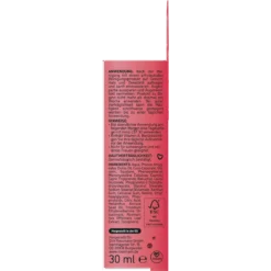 Side of ISANA Bakuchiol Serum packaging with ingredient information and usage instructions