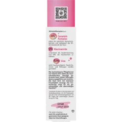 ISANA Calming Barrier Serum packaging detailing 5% ceramide complex, 2% niacinamide and 0.1% cica