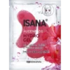 Front of ISANA Hibiscus Hydrogel Eye Pads packaging with a pink hibiscus flower, 1 pair