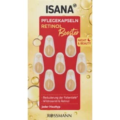 ISANA Retinol Booster Facial Care Capsules, 7 Count, with rosehip oil and vitamin A derivative