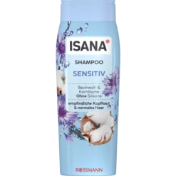 Front of ISANA Sensitive Shampoo 300 ml for normal hair and a sensitive scalp