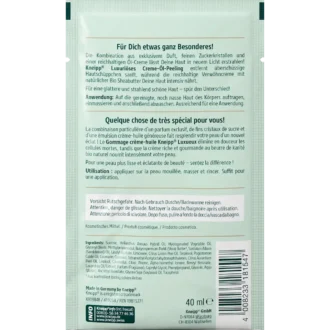 Kneipp Luxurious Cream Oil Body Scrub 40 ml back with ingredients and directions