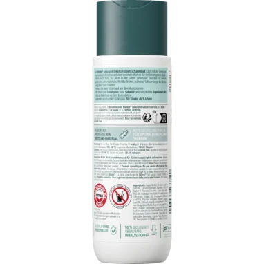 Back of Kneipp Naturkind Cold Season Bubble Bath bottle showing ingredients and children's bathing instructions