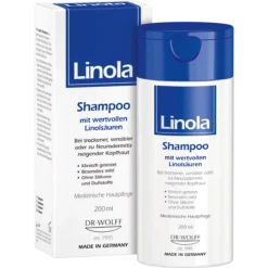 Linola Shampoo with Linoleic Acid, 200 ml bottle for dry and sensitive scalp