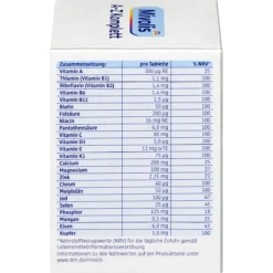 Back of Mivolis A-Z Complete 100 tablets with vitamins, minerals, ingredients and daily dosage information