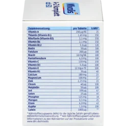 Back of Mivolis A-Z Complete Depot 50+ with ingredients, nutrients and dosage information