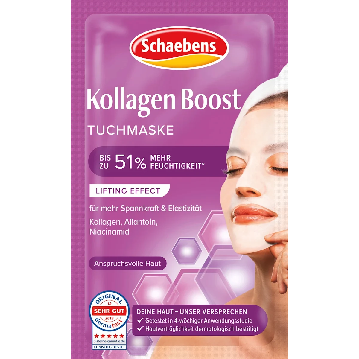 Schaebens Collagen Boost Sheet Mask, 1 Mask Schaebens Collagen Boost Sheet Mask for firming facial care, front view