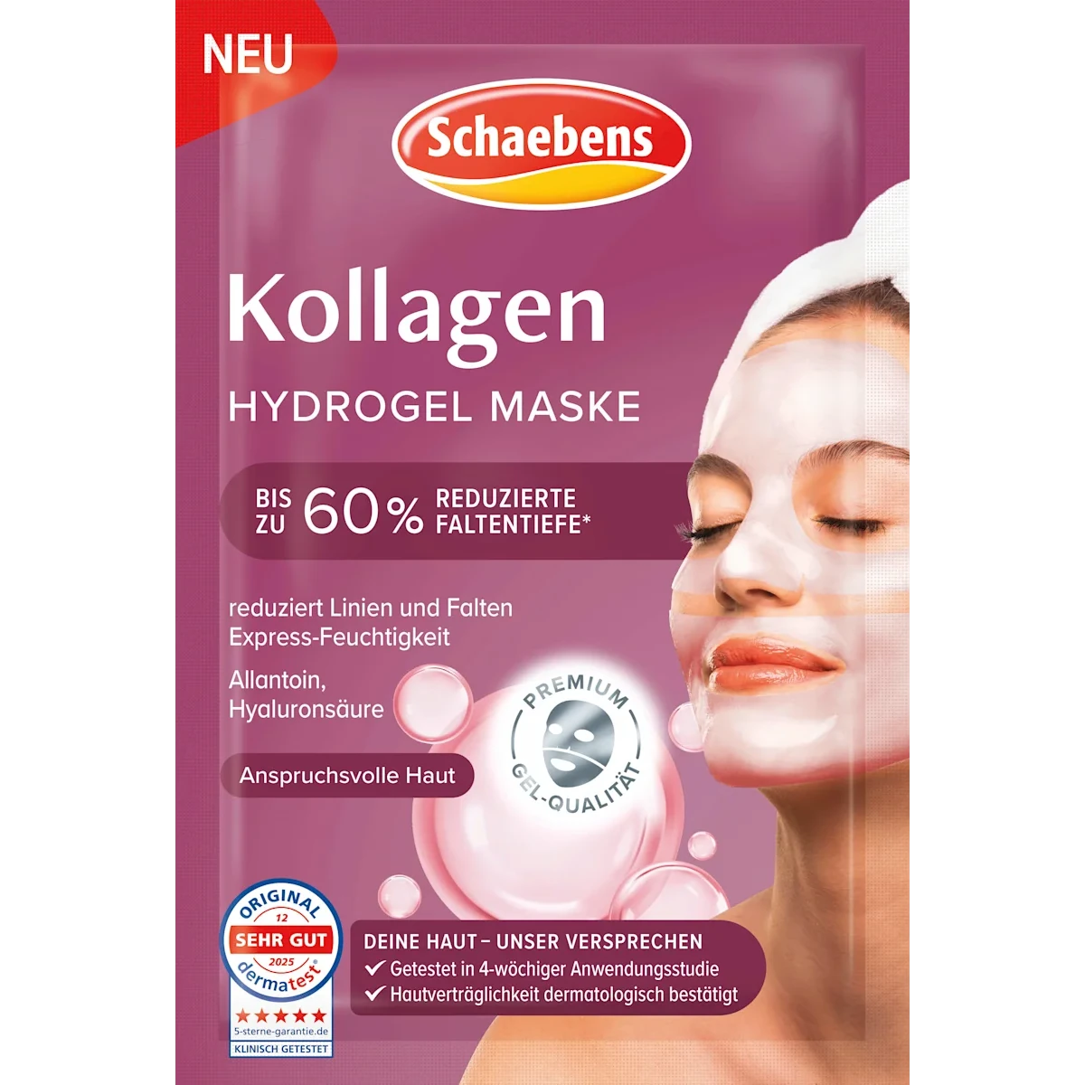 Schaebens Collagen Hydrogel Mask, 1 Mask Schaebens Collagen Hydrogel Mask for moisturizing facial care, front view