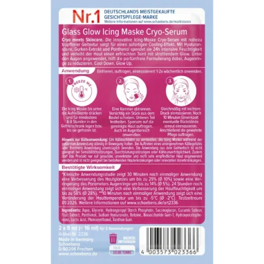 Schaebens Glass Glow Icing Mask Cryo-Serum packaging, back view