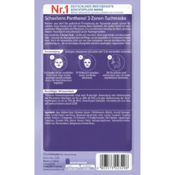 Schaebens Panthenol 3-Zone Sheet Mask, 1 Mask Schaebens Panthenol 3-Zone Sheet Mask packaging, back view