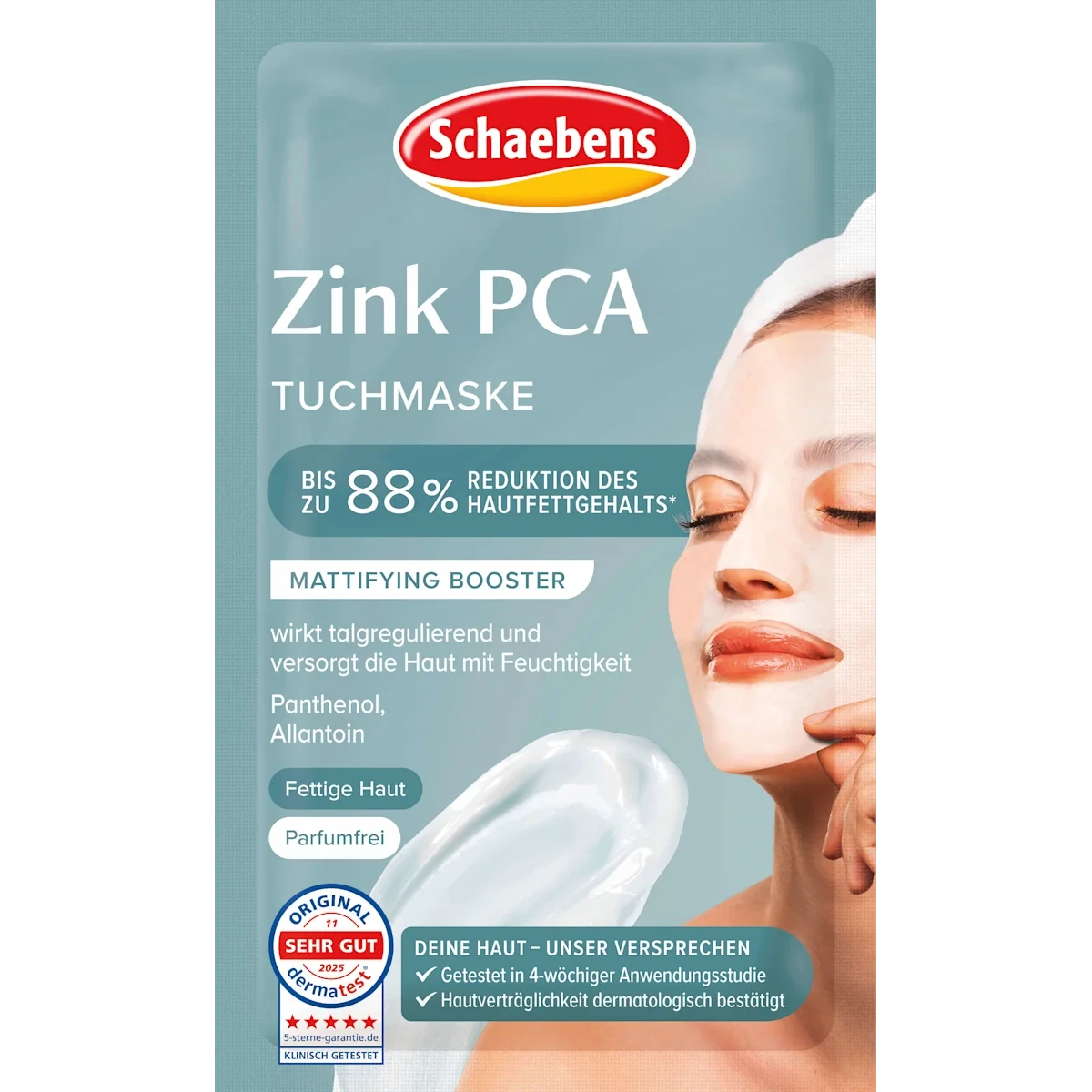 Schaebens Zinc PCA Sheet Mask, 1 Mask Schaebens Zinc PCA Sheet Mask for oily skin, front view